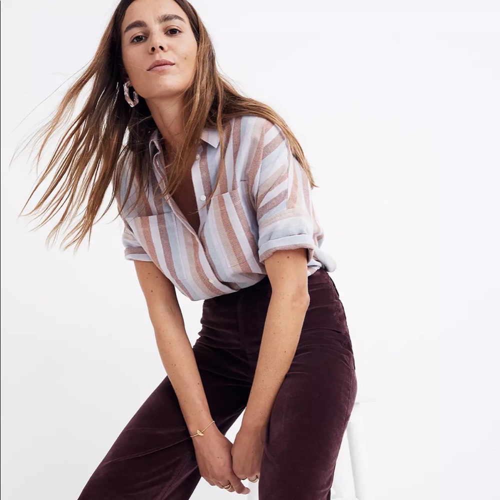 (Madewell) Petite Emmett Wide-Leg Crop Pants in Velveteen